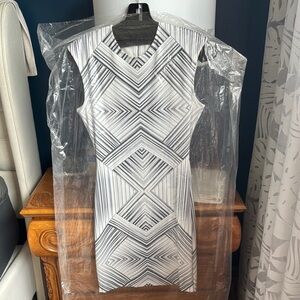 Torn by Ronny Kobo Black and White Sheath Midi Dress